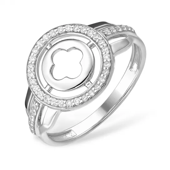Серебряное кольцо 925, женское, с фианитом, размер 18