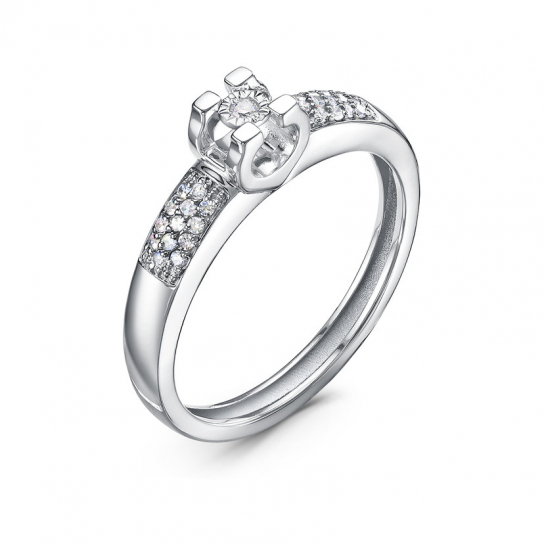 Серебряное кольцо 925, женское, с фианитом, размер 17.5