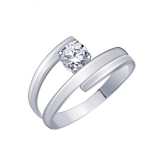 Серебряное кольцо 925, женское, с фианитом, размер 17