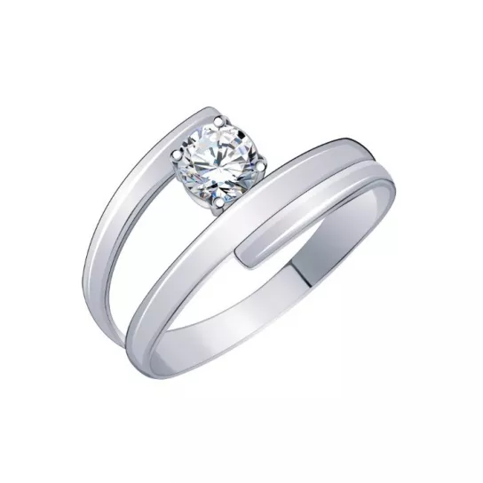 Серебряное кольцо 925, женское, с фианитом, размер 17.5