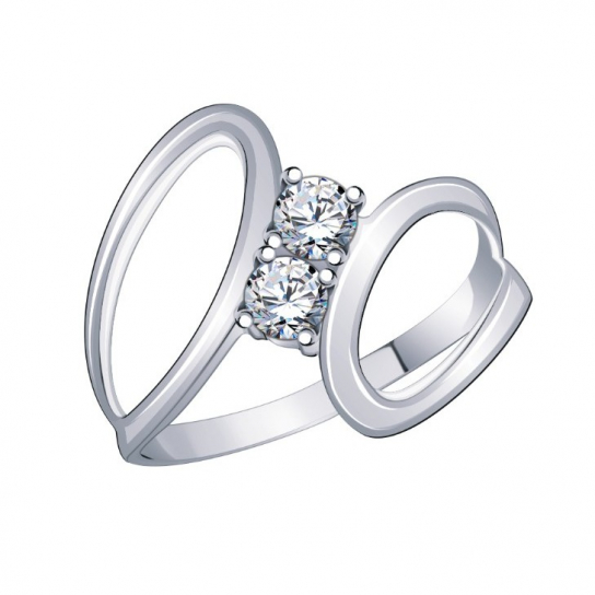 Серебряное кольцо 925, женское, с фианитом, размер 16