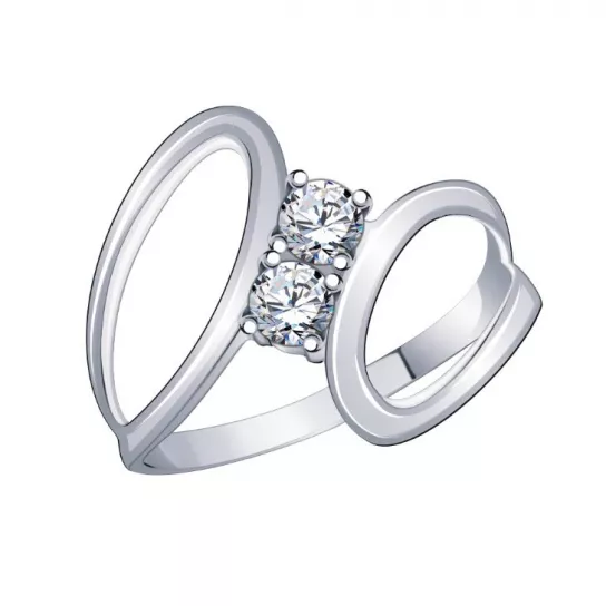 Серебряное кольцо 925, женское, с фианитом, размер 15.5