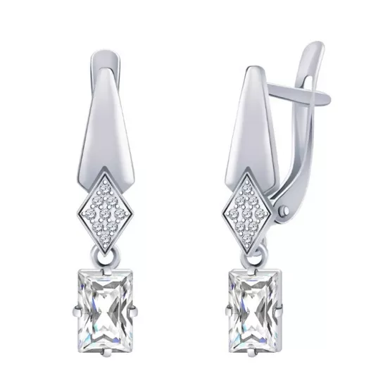 Серебряные серьги 925, женские, с фианитом