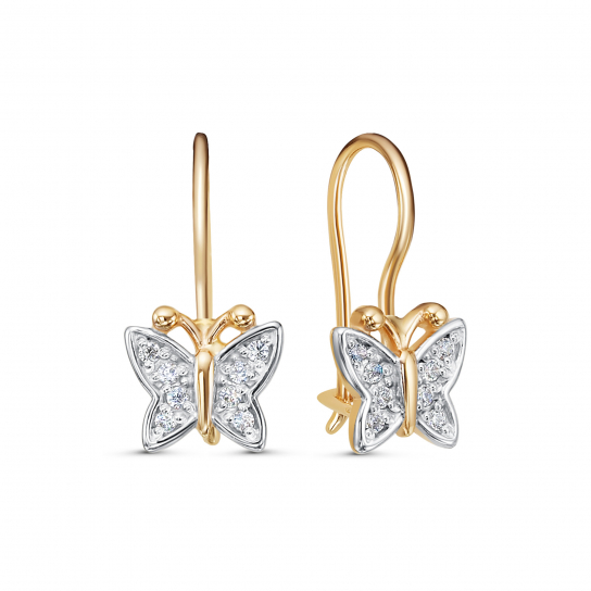 Серьги детские с фианитом из золота