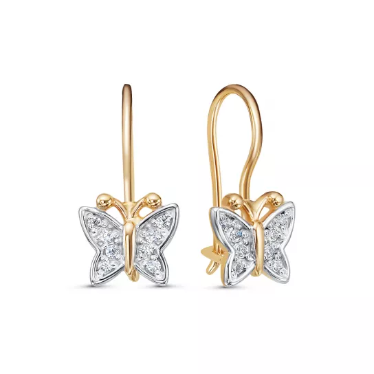 Серьги детские с фианитом из золота