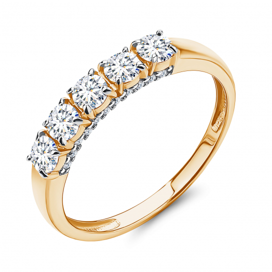 Золотое кольцо 585, женское, с фианитом, размер 17.5