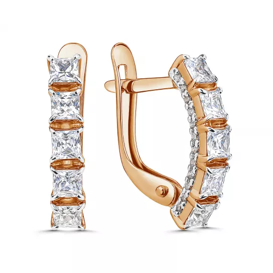 Золотые серьги 585, женские, с фианитом