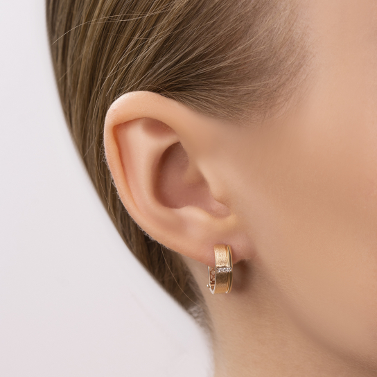 Золотые серьги 585, женские, с фианитом