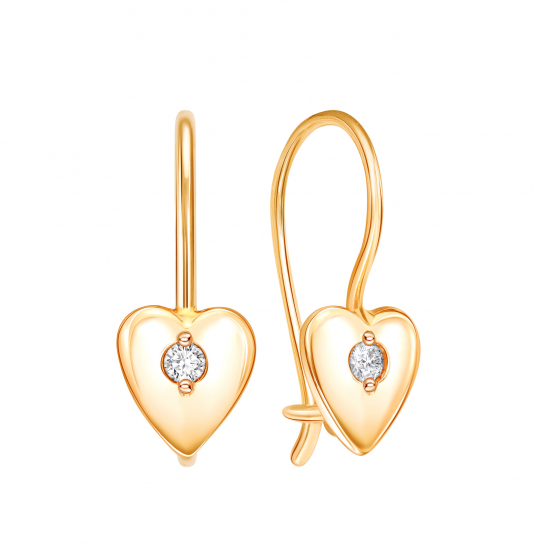 Серьги детские с фианитом из золота