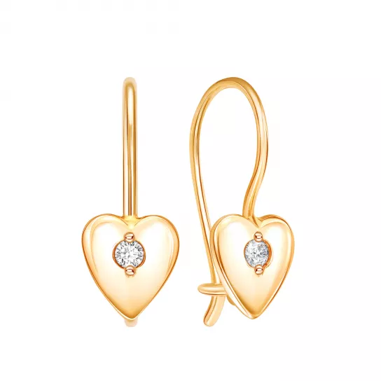 Серьги детские с фианитом из золота