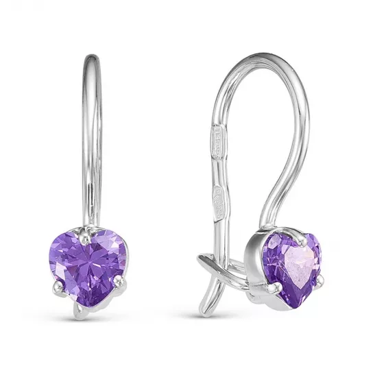 Серьги детские с фианитом из серебра
