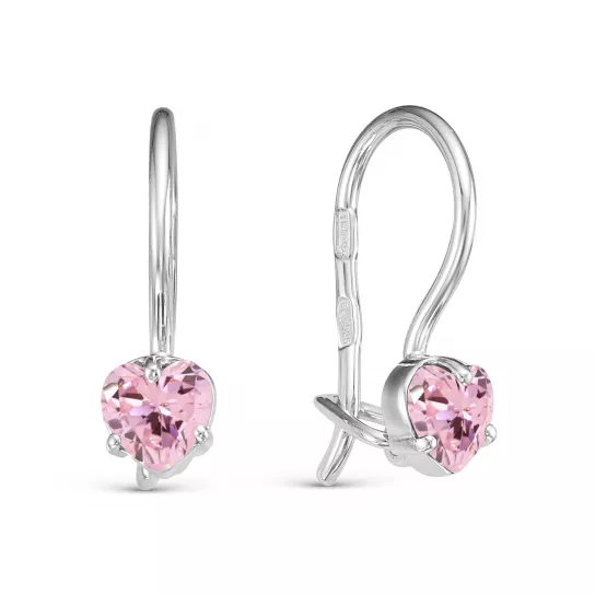 Серьги детские с фианитом из серебра