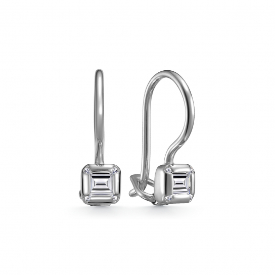 Серьги детские с фианитом из серебра