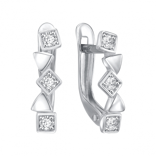 Серебряные серьги 925, женские, с фианитом