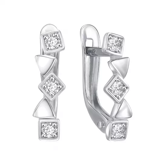 Серебряные серьги 925, женские, с фианитом