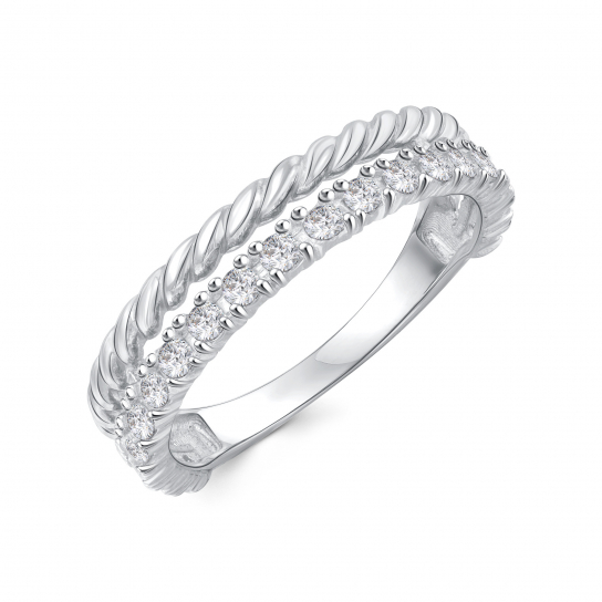 Серебряное кольцо 925, женское, с фианитом, размер 15.5
