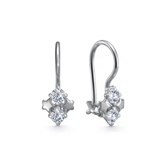 Серьги детские с фианитом из серебра