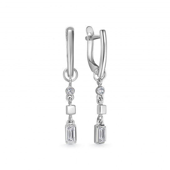 Серебряные серьги 925, женские, с фианитом
