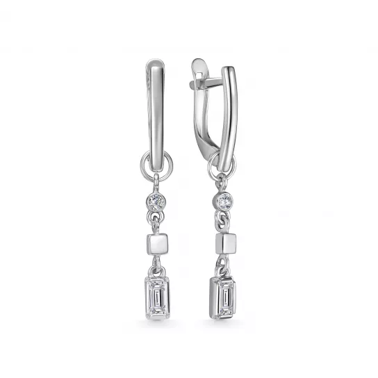 Серебряные серьги 925, женские, с фианитом