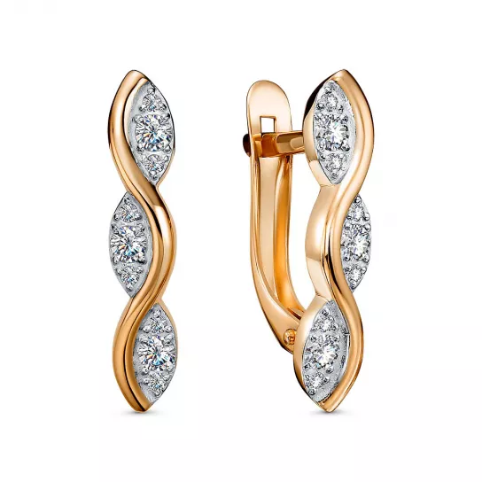 Золотые серьги 585, женские, с фианитом