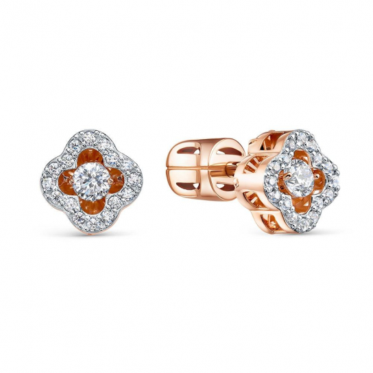 Золотые серьги 585, женские, с фианитом