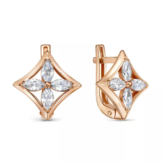 Золотые серьги 585, женские, с фианитом