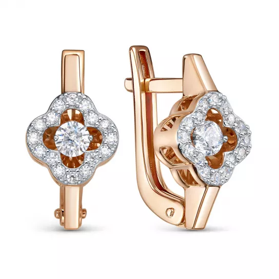 Золотые серьги 585, женские, с фианитом