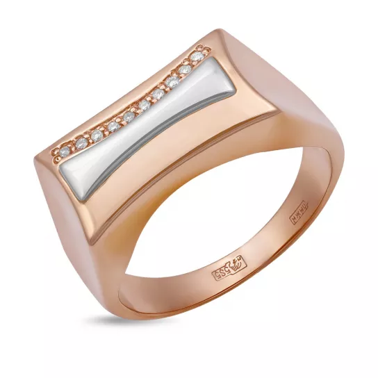 Кольцо-печатка с бриллиантами из золота