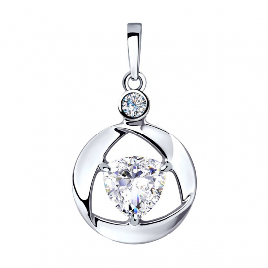 Серебряная подвеска 925, женская, с фианитом