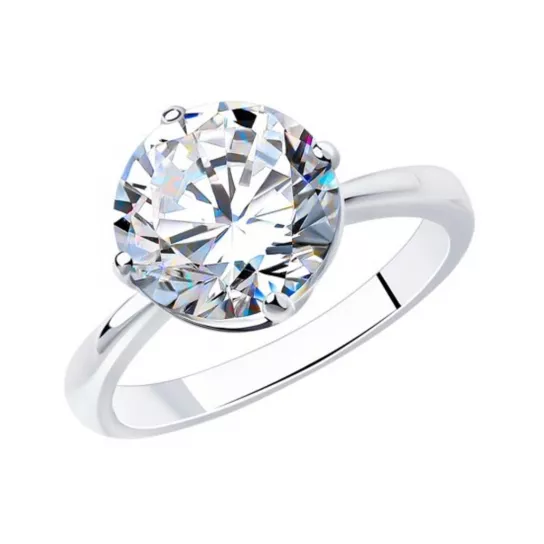 Серебряное кольцо 925, женское, с фианитом, размер 18