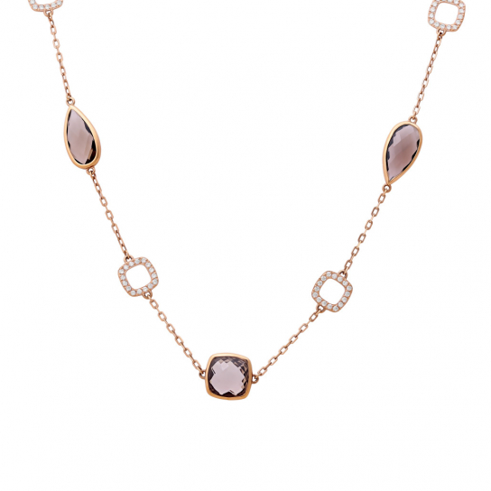 Колье с раухтопазом и фианитом из золота