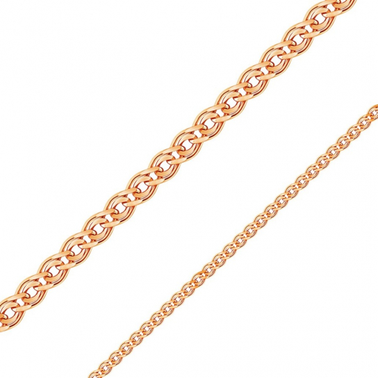 Золотая цепочка 585 на шею, плетение нонна, длина 45 см, цвет красное золото