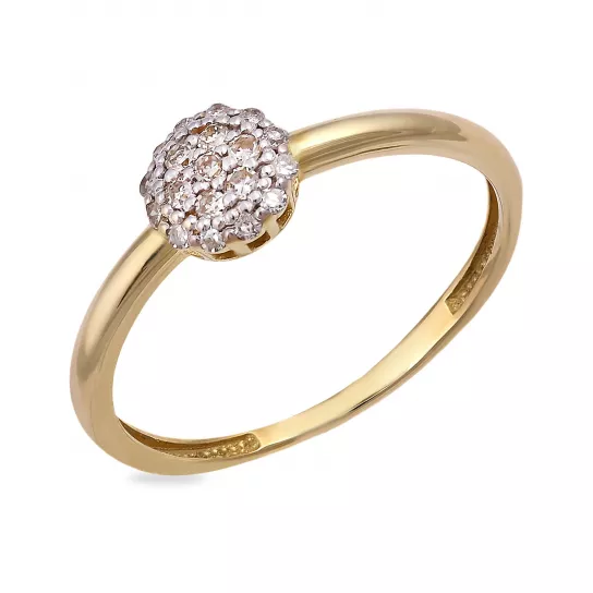 Золотое кольцо 585, женское, с бриллиантом, размер 16.5