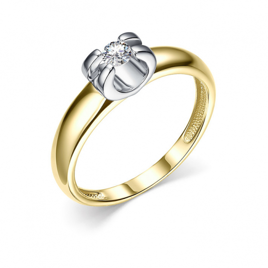 Золотое кольцо 585, женское, с фианитом, размер 16.5