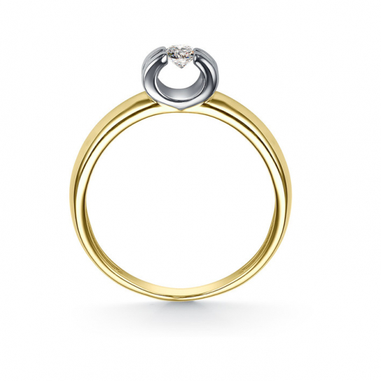 Золотое кольцо 585, женское, с фианитом, размер 16.5