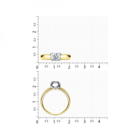 Золотое кольцо 585, женское, с фианитом, размер 16.5