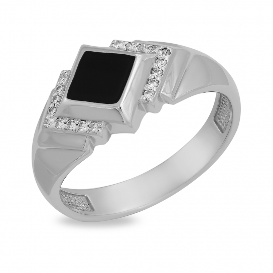 Серебряное кольцо 925, женское, с эмалью, размер 21