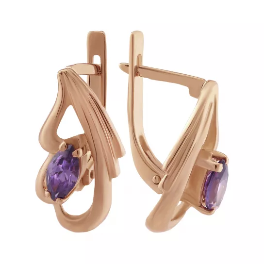 Серьги с аметистом из золота