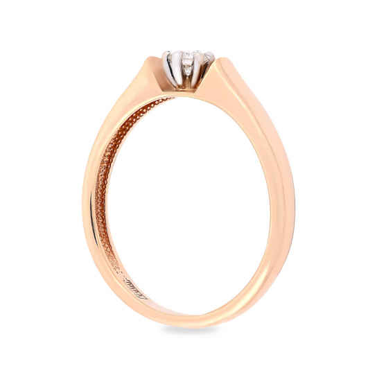 Золотое кольцо 585, с бриллиантом, размер 17