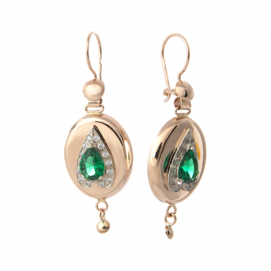 Золотые серьги 585, женские, с фианитом