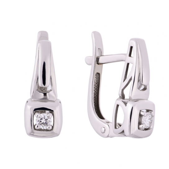 Золотые серьги 585, женские, с бриллиантом