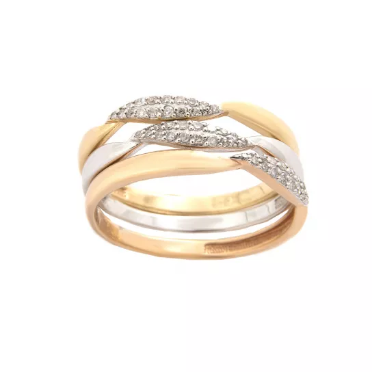 Золотое кольцо 585, женское, с бриллиантом, размер 17.5