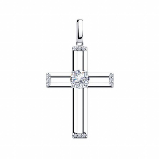 Серебряная подвеска 925, женская, с фианитом