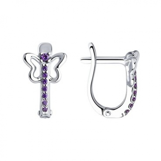 Серьги детские с фианитом из серебра