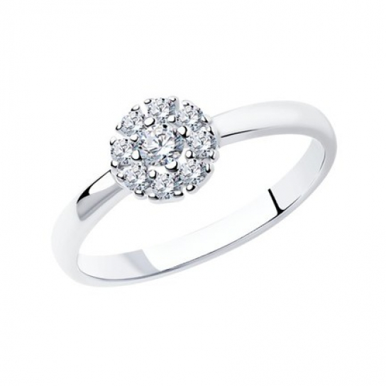 Серебряное кольцо 925, женское, с фианитом, размер 17