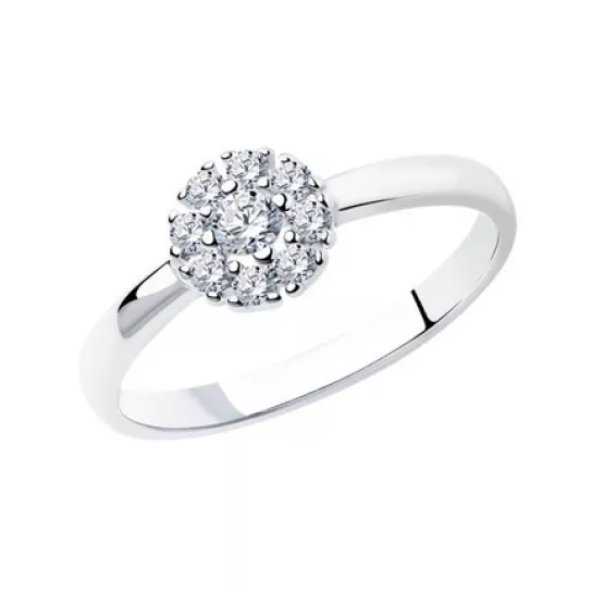 Серебряное кольцо 925, женское, с фианитом, размер 17