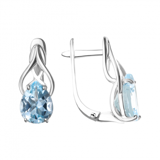 Серебряные серьги 925, женские, с топазом